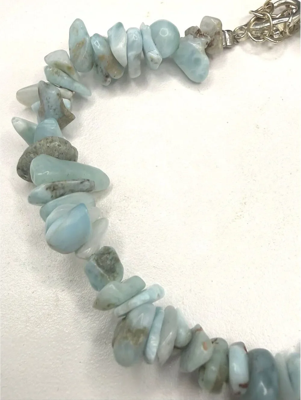Genuine Larimar Tumbled Chip Bracelet - Adjustable 6